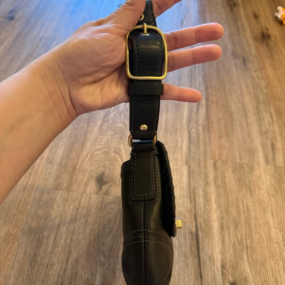 Vintage Coach Y2K Legacy Hamptons Sticker Black Leather Shoulder Bag Small Gold - Picture 5 of 9